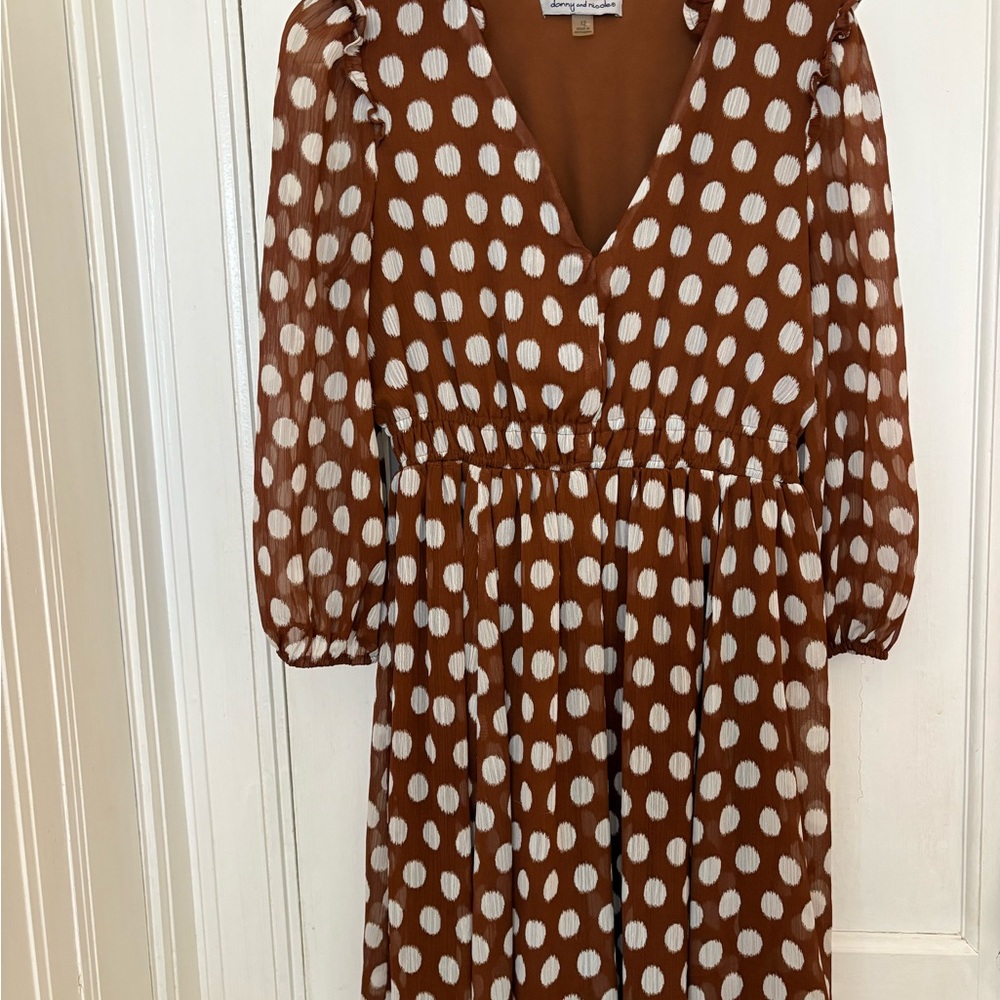 Danny & Nicole Rust Dress with Cream Accents